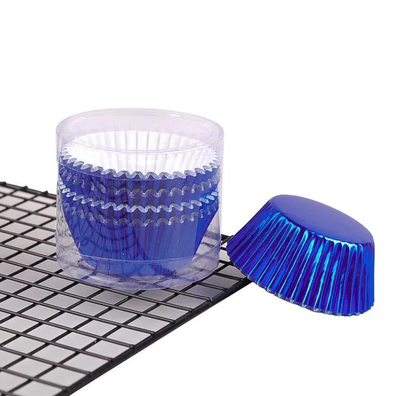 Heat resistant Aluminum Foil Cupcake Liners-Blue-packsources.com
