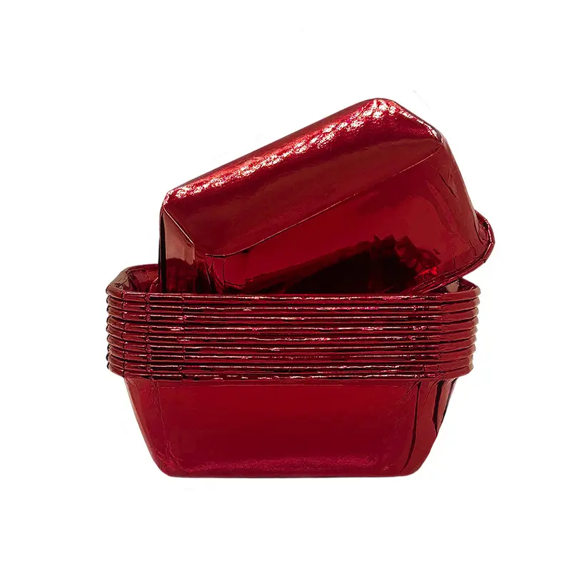Double Side Foil Rectangle Muffin Baking Cups-Wine-packsources.com