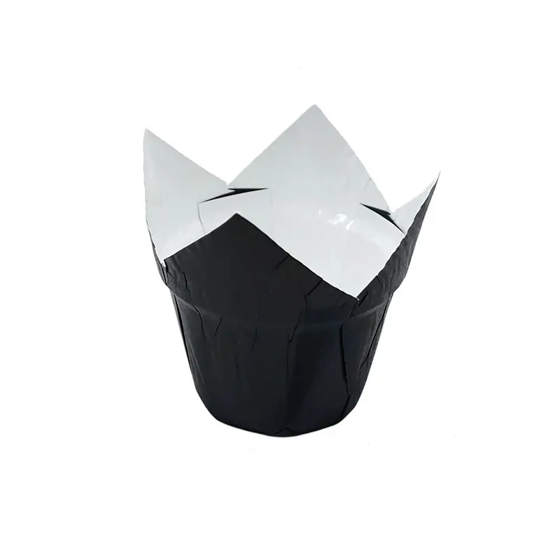 Tulip Cupcake Cups Pure Color PE Cups-black-packsources.som