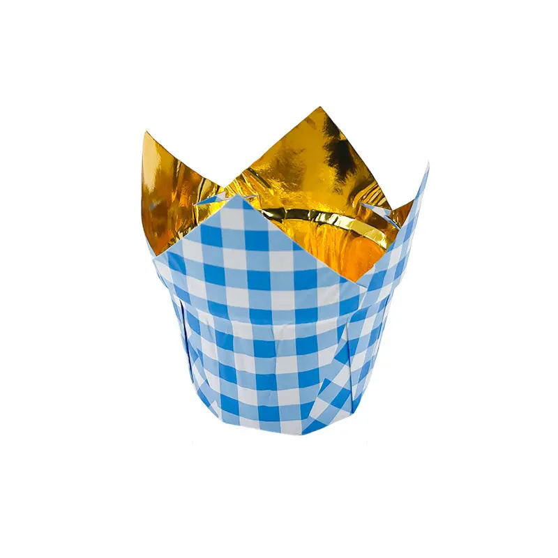 Greaseproof foil tulip baking cups-blue-packsources.com