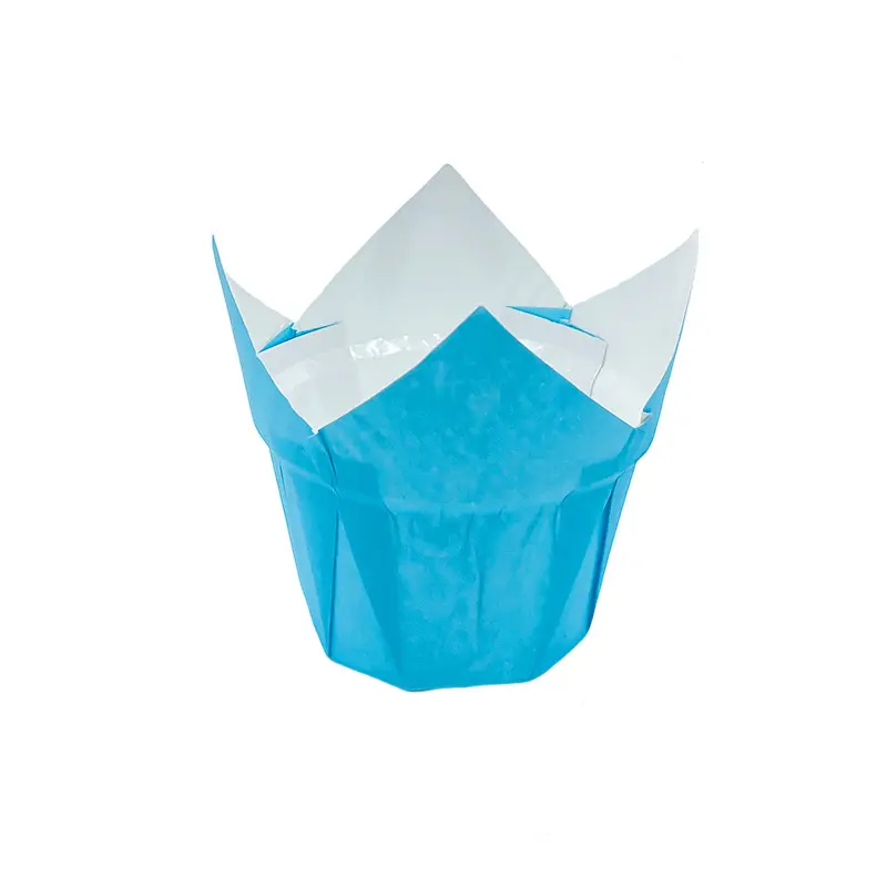 Tulip Cupcake Cups Pure Color PE Cups-blue-packsources.som