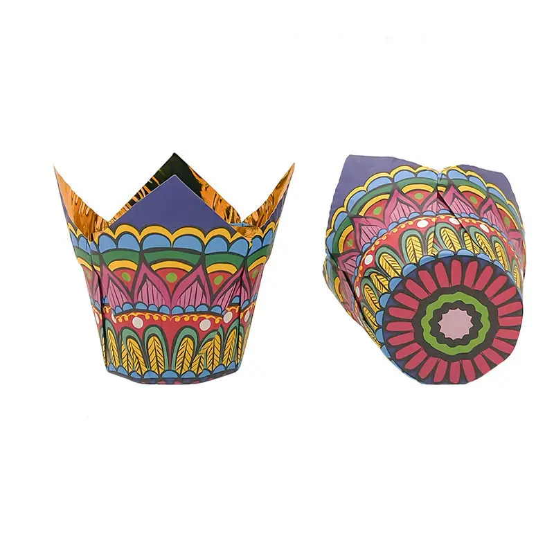 Bohemia Style-Foil Tulip Baking Cups-3-packsources.com