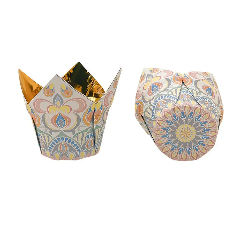 Bohemia Style-Foil Tulip Baking Cups-8-packsources.com