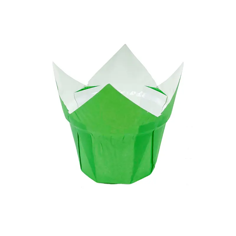 Tulip Cupcake Cups Pure Color PE Cups-green-packsources.som