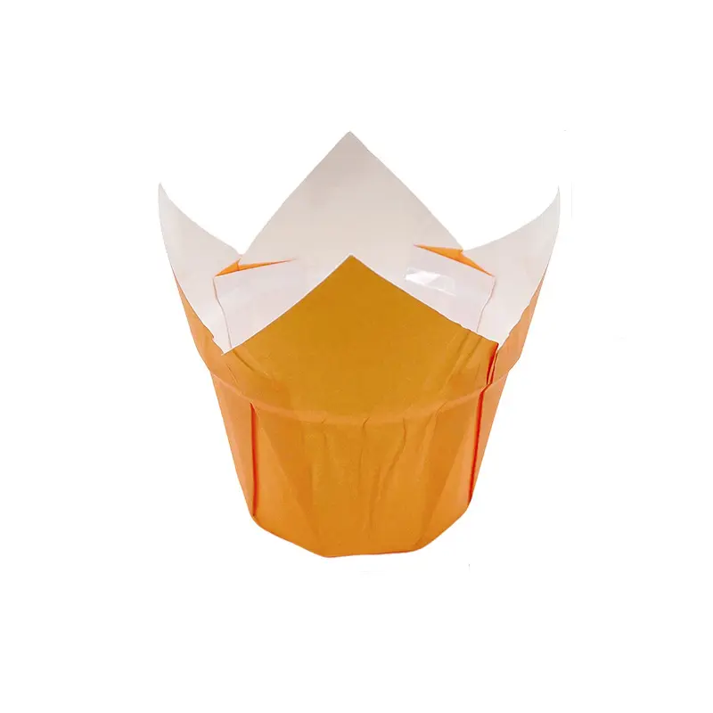 Tulip Cupcake Cups Pure Color PE Cups-orange-packsources.som