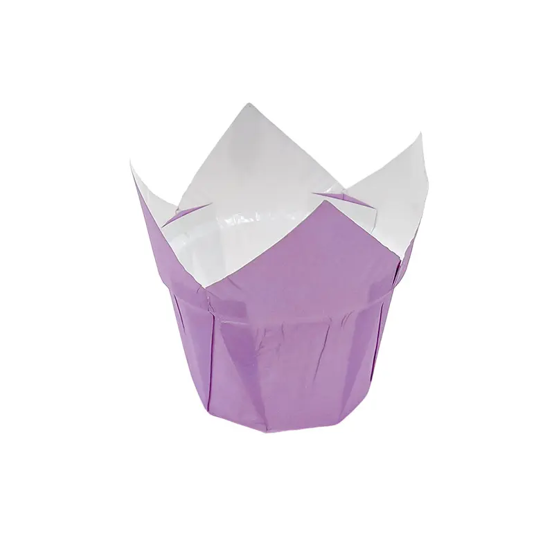 Tulip Cupcake Cups Pure Color PE Cups-Purple-packsources.som