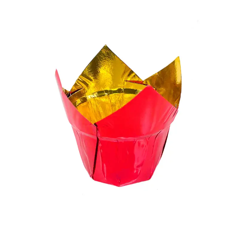 Double Side Foil Tulip Baking Cups-Red-packsources.com