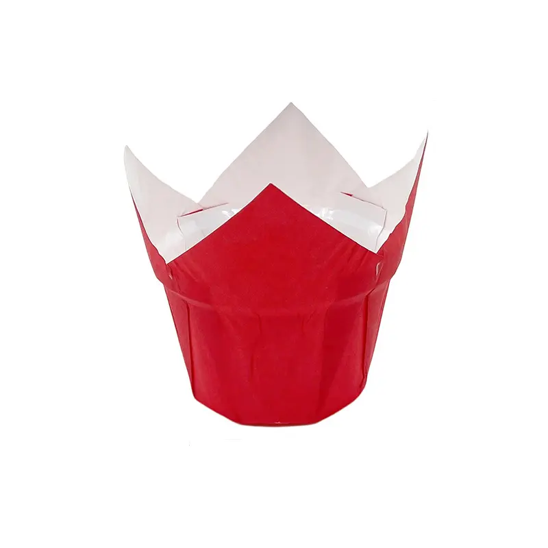 Tulip Cupcake Cups Pure Color PE Cups-red-packsources.som