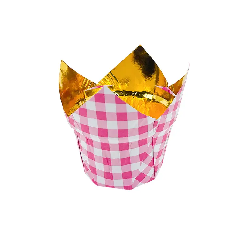 Greaseproof foil tulip baking cups-Red-packsources.com