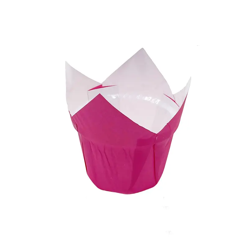 Tulip Cupcake Cups Pure Color PE Cups-rose-packsources.som