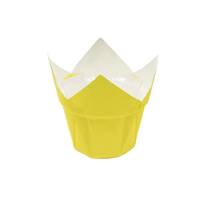 Tulip Cupcake Cups Pure Color PE Cups-Yellow-packsources.com
