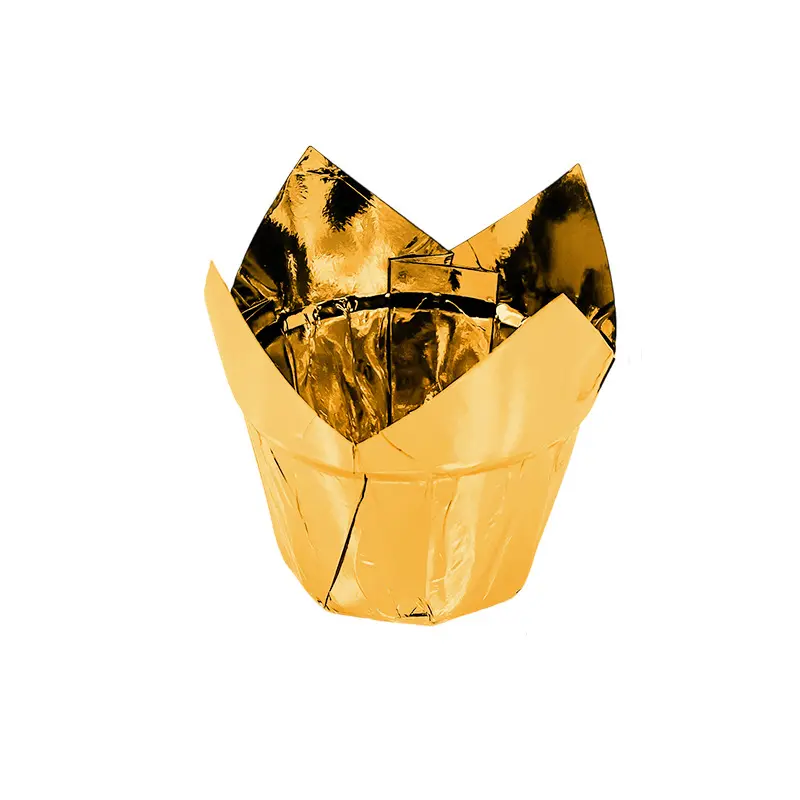Double Side Foil Tulip Baking Cups-Golden-packsources.com