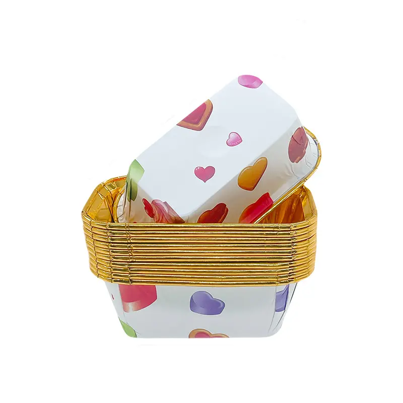 Single Side Foil Rectangle Muffin Liners Foliar-love-heart-packsources.com