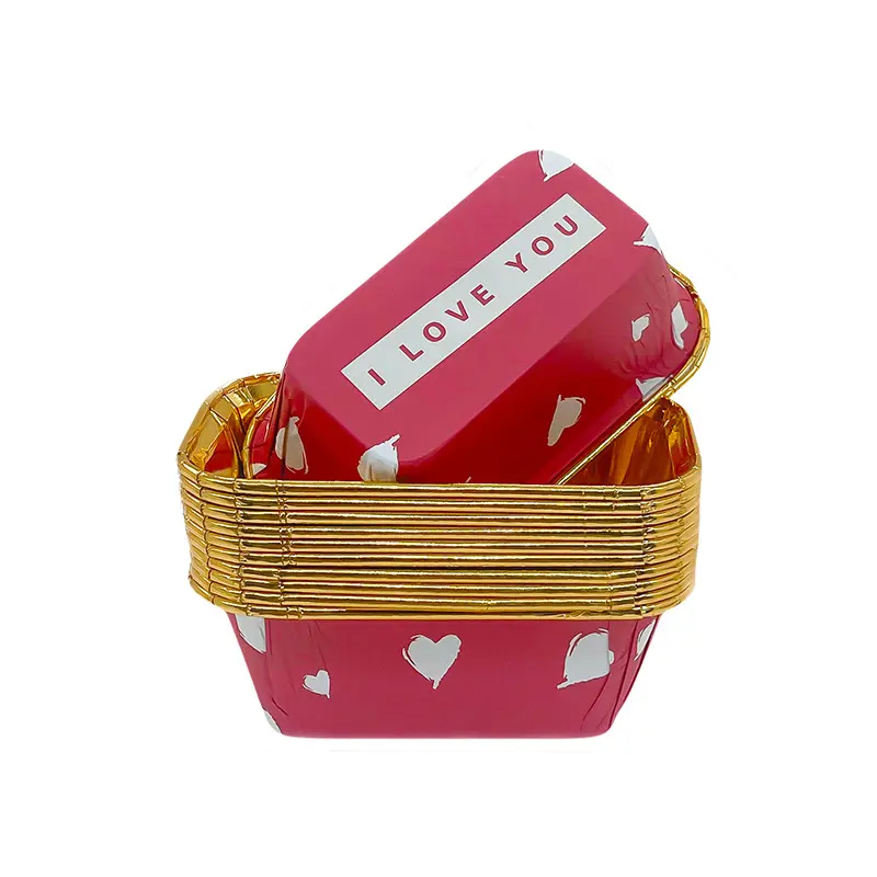 Single Side Foil Rectangle Muffin Liners Foliar-PE-red-packsources.com
