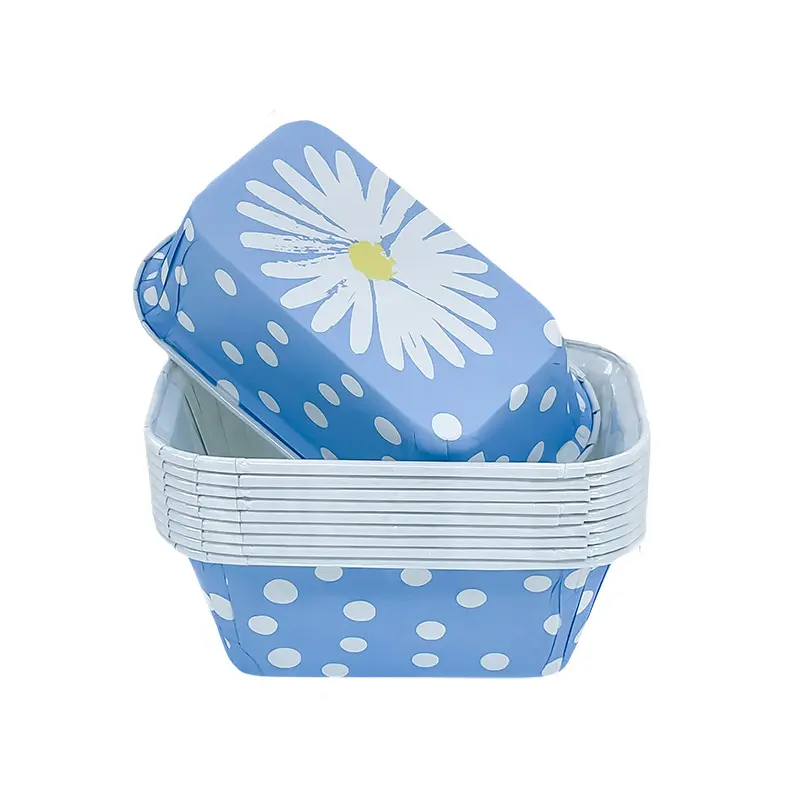 Single Side Foil Rectangle Muffin Liners Foliar-PE-blue-packsources.com
