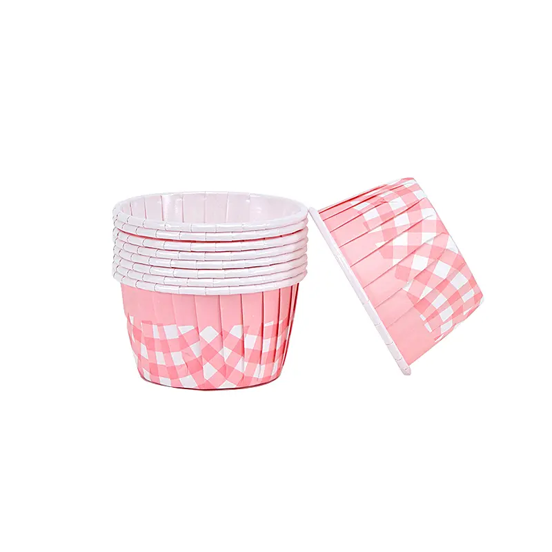 E Laminated Muffin Baking Cups-pink-stripe-packsources.com