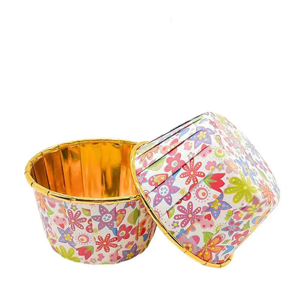 Floral printed Mini muffin foil Paper Cups-13-Packsources.com