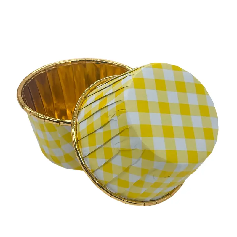Single Side Foil Mini Muffin Baking Cups-Yellow-2-packsources.com