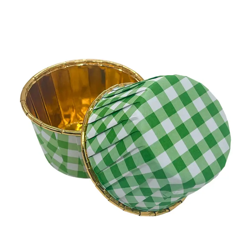Single Side Foil Mini Muffin Baking Cups-Green-packsources.com