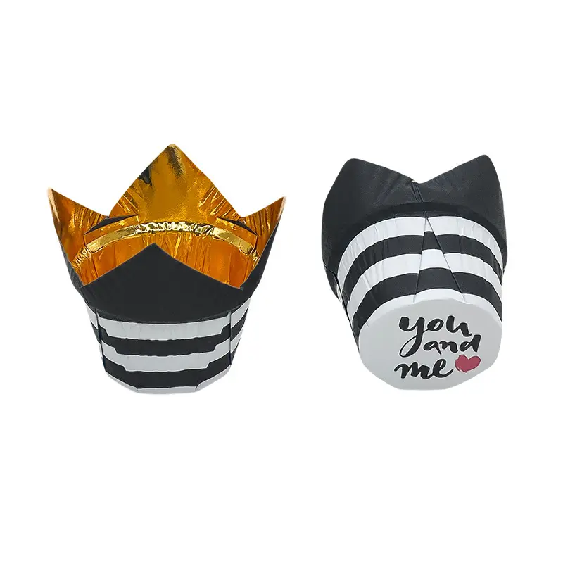 Greaseproof Tulip Cupcake Liners-Black-packsources.com