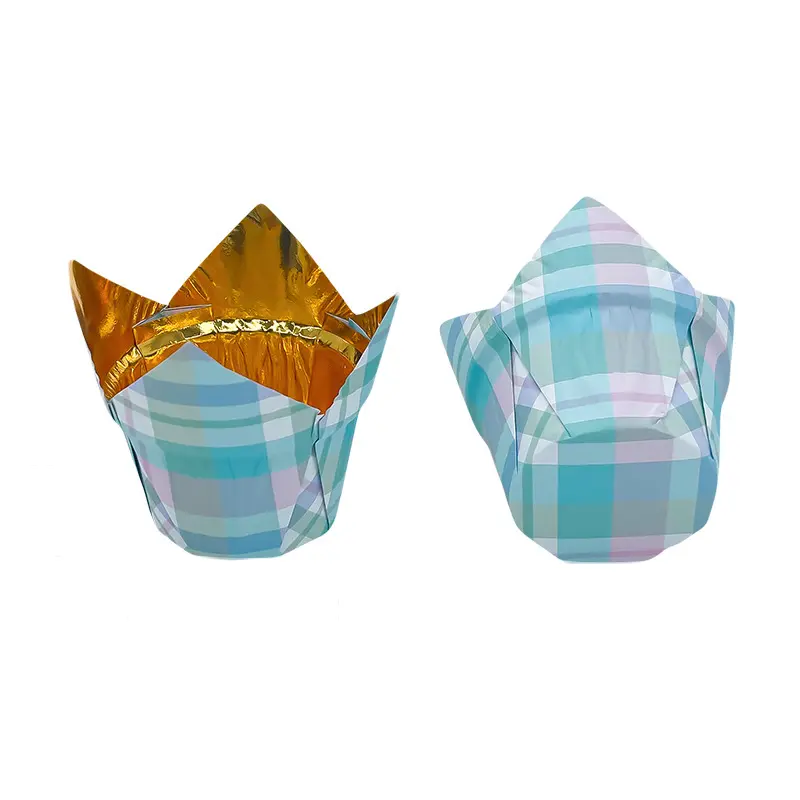 Greaseproof Tulip Cupcake Liners-blue-stripe-packsources.com